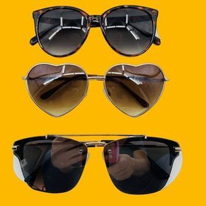 Sunglasses Lot Of 3 Chic Various Styles Colors Fashion Heart Modern GUC UV 5234